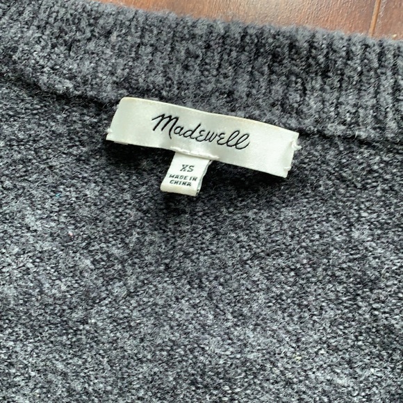 Madewell Wool Blend Bishop Sleeve Charcoal Sweater - Picture 2 of 5
